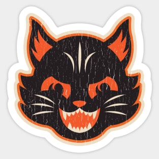 Retro Angry Black Halloween Cat Version 1 Sticker